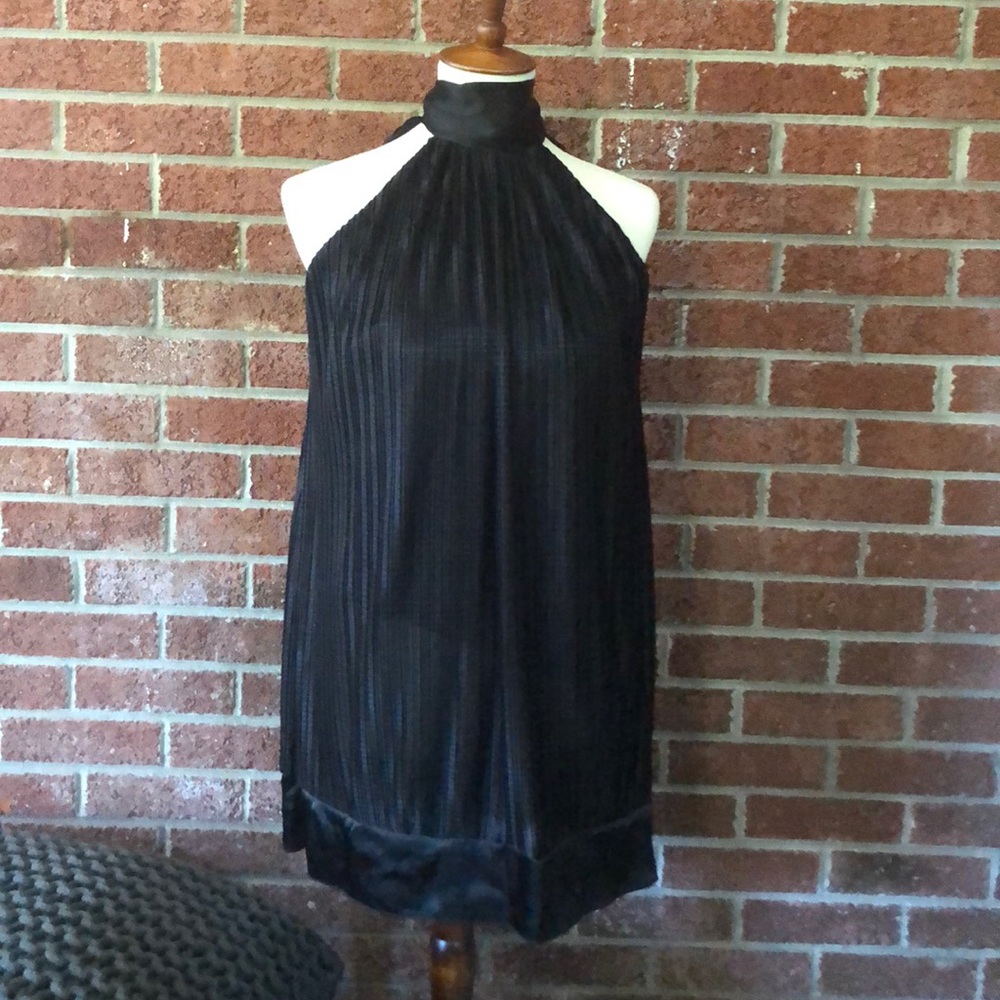 XOXO black crinkle pleat halter dress